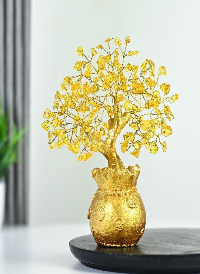 ZAICUS Feng Shui Citrine Crystal Money Tree - Crystal Bonsai for Prosperity, Luck, Home & Office Desk Decor, Housewarming Gift (7 x 3 inch) - Image 1